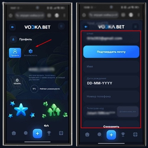 Верификация в Vodka Casino